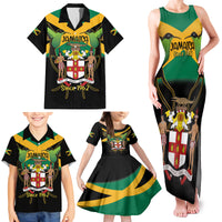 Jamaica Independence Day Family Matching Tank Maxi Dress and Hawaiian Shirt Jumieka Coat Of Arms Mix Hummingbird - Wonder Print Shop