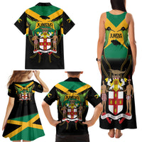 Jamaica Independence Day Family Matching Tank Maxi Dress and Hawaiian Shirt Jumieka Coat Of Arms Mix Hummingbird - Wonder Print Shop