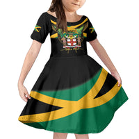 Jamaica Independence Day Kid Short Sleeve Dress Jumieka Coat Of Arms Mix Hummingbird - Wonder Print Shop