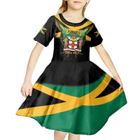 Jamaica Independence Day Kid Short Sleeve Dress Jumieka Coat Of Arms Mix Hummingbird - Wonder Print Shop