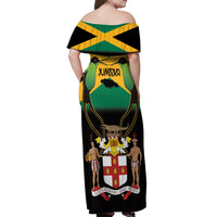 Jamaica Independence Day Off Shoulder Maxi Dress Jumieka Coat Of Arms Mix Hummingbird - Wonder Print Shop