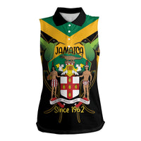 Jamaica Independence Day Women Sleeveless Polo Shirt Jumieka Coat Of Arms Mix Hummingbird - Wonder Print Shop