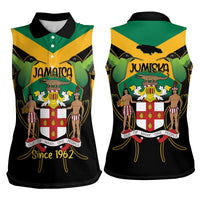 Jamaica Independence Day Women Sleeveless Polo Shirt Jumieka Coat Of Arms Mix Hummingbird - Wonder Print Shop
