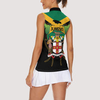 Jamaica Independence Day Women Sleeveless Polo Shirt Jumieka Coat Of Arms Mix Hummingbird - Wonder Print Shop