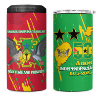 Sao Tome and Principe Independence Day 4 in 1 Can Cooler Tumbler 50 Anos Independencia