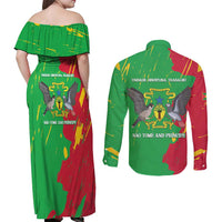 Sao Tome and Principe Independence Day Couples Matching Off Shoulder Maxi Dress and Long Sleeve Button Shirt 50 Anos Independencia