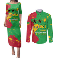 Sao Tome and Principe Independence Day Couples Matching Puletasi and Long Sleeve Button Shirt 50 Anos Independencia