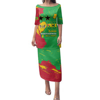 Sao Tome and Principe Independence Day Family Matching Puletasi and Hawaiian Shirt 50 Anos Independencia