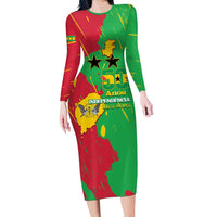 Sao Tome and Principe Independence Day Long Sleeve Bodycon Dress 50 Anos Independencia