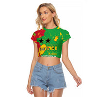 Sao Tome and Principe Independence Day Raglan Cropped T Shirt 50 Anos Independencia
