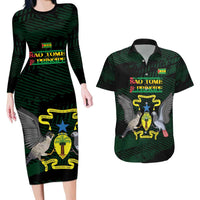Sao Tome and Principe Couples Matching Long Sleeve Bodycon Dress and Hawaiian Shirt Coat Of Arms Style