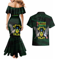 Sao Tome and Principe Couples Matching Mermaid Dress and Hawaiian Shirt Coat Of Arms Style