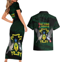 Sao Tome and Principe Couples Matching Short Sleeve Bodycon Dress and Hawaiian Shirt Coat Of Arms Style