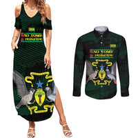 Sao Tome and Principe Couples Matching Summer Maxi Dress and Long Sleeve Button Shirt Coat Of Arms Style