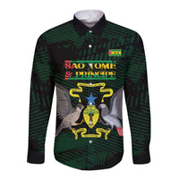 Sao Tome and Principe Long Sleeve Button Shirt Coat Of Arms Style
