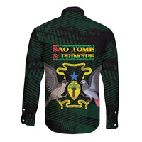 Sao Tome and Principe Long Sleeve Button Shirt Coat Of Arms Style