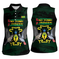 Sao Tome and Principe Women Sleeveless Polo Shirt Coat Of Arms Style