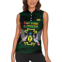 Sao Tome and Principe Women Sleeveless Polo Shirt Coat Of Arms Style
