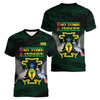 Sao Tome and Principe Women V-Neck T-Shirt Coat Of Arms Style