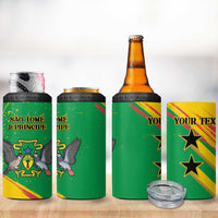 Custom Sao Tome and Principe Football 4 in 1 Can Cooler Tumbler Selecao dos Falcoes e Papagaios
