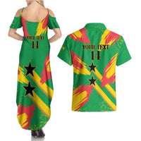 Custom Sao Tome and Principe Football Couples Matching Summer Maxi Dress and Hawaiian Shirt Selecao dos Falcoes e Papagaios