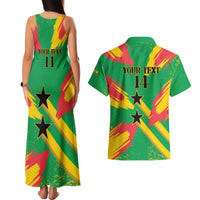 Custom Sao Tome and Principe Football Couples Matching Tank Maxi Dress and Hawaiian Shirt Selecao dos Falcoes e Papagaios