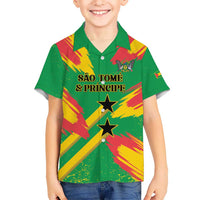 Custom Sao Tome and Principe Football Kid Hawaiian Shirt Selecao dos Falcoes e Papagaios