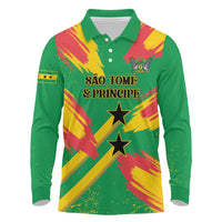 Custom Sao Tome and Principe Football Long Sleeve Polo Shirt Selecao dos Falcoes e Papagaios