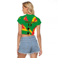 Custom Sao Tome and Principe Football Raglan Cropped T Shirt Selecao dos Falcoes e Papagaios