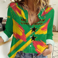 Custom Sao Tome and Principe Football Women Casual Shirt Selecao dos Falcoes e Papagaios