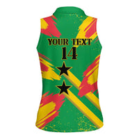 Custom Sao Tome and Principe Football Women Sleeveless Polo Shirt Selecao dos Falcoes e Papagaios