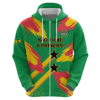 Custom Sao Tome and Principe Football Zip Hoodie Selecao dos Falcoes e Papagaios