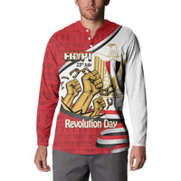 Egypt Revolution Day Button Sweatshirt Coat of Arms Egyptian Pattern