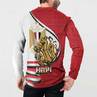 Egypt Revolution Day Button Sweatshirt Coat of Arms Egyptian Pattern