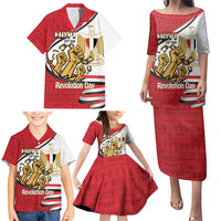 Egypt Revolution Day Family Matching Puletasi and Hawaiian Shirt Coat of Arms Egyptian Pattern