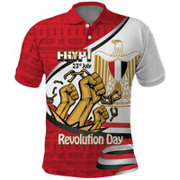 Egypt Revolution Day Polo Shirt Coat of Arms Egyptian Pattern