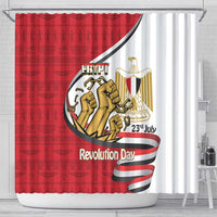 Egypt Revolution Day Shower Curtain Coat of Arms Egyptian Pattern