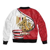 Egypt Revolution Day Sleeve Zip Bomber Jacket Coat of Arms Egyptian Pattern