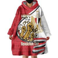 Egypt Revolution Day Wearable Blanket Hoodie Coat of Arms Egyptian Pattern