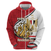 Egypt Revolution Day Zip Hoodie Coat of Arms Egyptian Pattern