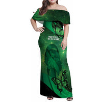 Personalised World Mental Health Awareness Month Family Matching Off Shoulder Maxi Dress and Hawaiian Shirt Warriors Brave Strong Galaxy Vibes