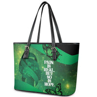 World Mental Health Awareness Month Leather Tote Bag Warriors Brave Strong Galaxy Vibes