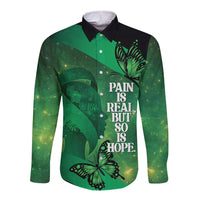 Personalised World Mental Health Awareness Month Long Sleeve Button Shirt Warriors Brave Strong Galaxy Vibes