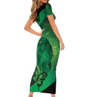 Personalised World Mental Health Awareness Month Short Sleeve Bodycon Dress Warriors Brave Strong Galaxy Vibes