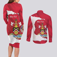 Personalized Trinidad and Tobago Independence Day Couples Matching Long Sleeve Bodycon Dress and Long Sleeve Button Shirt August 31st Proud - Wonder Print Shop