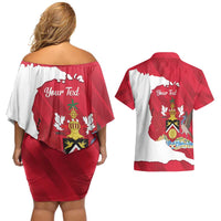 Personalized Trinidad and Tobago Independence Day Couples Matching Off Shoulder Short Dress and Hawaiian Shirt August 31st Proud - Wonder Print Shop