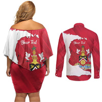 Personalized Trinidad and Tobago Independence Day Couples Matching Off Shoulder Short Dress and Long Sleeve Button Shirt August 31st Proud - Wonder Print Shop