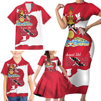 Personalized Trinidad and Tobago Independence Day Family Matching Short Sleeve Bodycon Dress and Hawaiian Shirt August 31st Proud - Wonder Print Shop