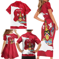 Personalized Trinidad and Tobago Independence Day Family Matching Short Sleeve Bodycon Dress and Hawaiian Shirt August 31st Proud - Wonder Print Shop