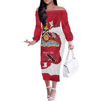 Personalized Trinidad and Tobago Independence Day Off The Shoulder Long Sleeve Dress August 31st Proud - Wonder Print Shop